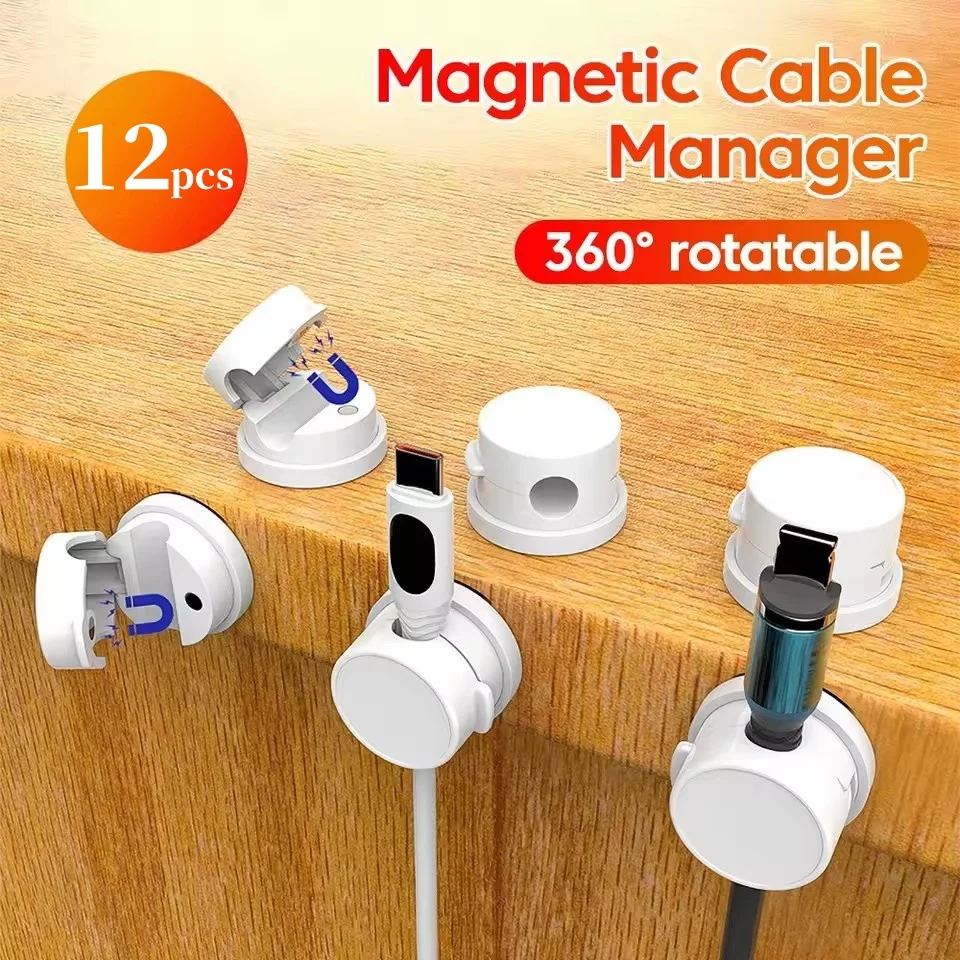 Desk Organizer - Clip magnetico per cavi con rotazione